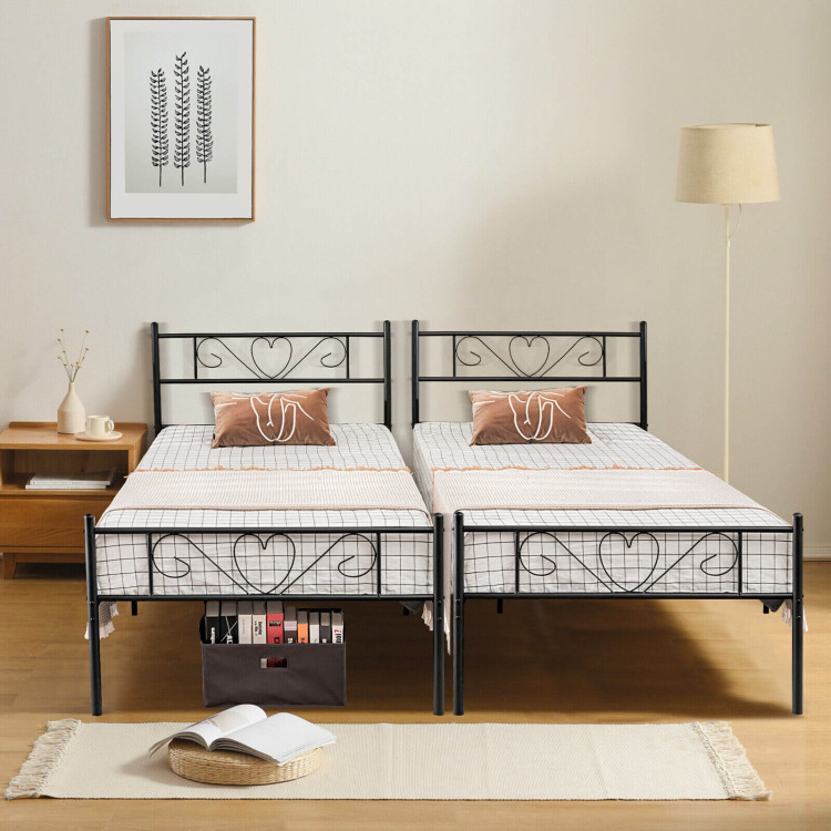 Twin XL Metal Bed Frame with Heart-shaped HeadboardCostway Gallery View 8 of 10